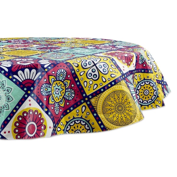 Fastfood 70 in. Round Spanish Tile Vinyl Tablecloth FA2567375 - main